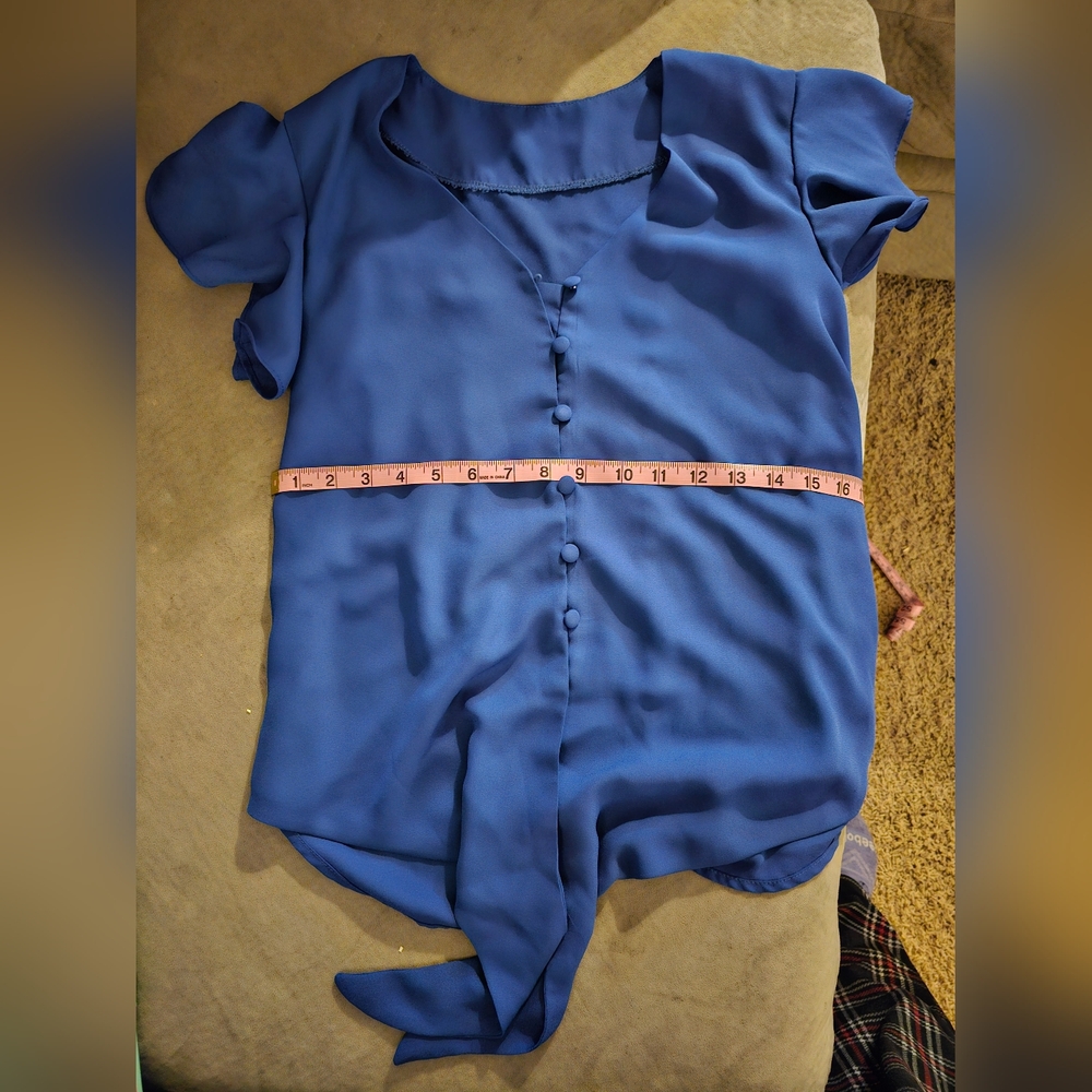 Blue Button-Down Blouse - Picture 2 of 3